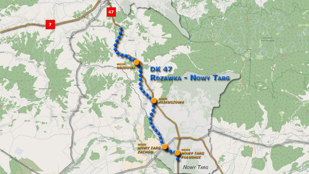 dwujezdniowa droga przyspieszona z Rdzawki do Nowego Targu